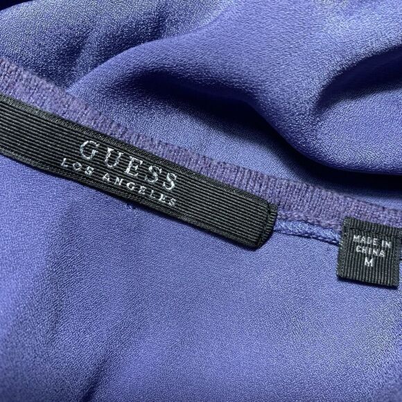Guess Blue Sheer Back Top Sz M - Picture 5 of 7